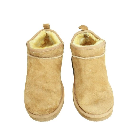 LL Bean Brown Suede Wicked Good Shearling Lined Slipper Ankle Boots Size 8 M - Picture 4 of 10